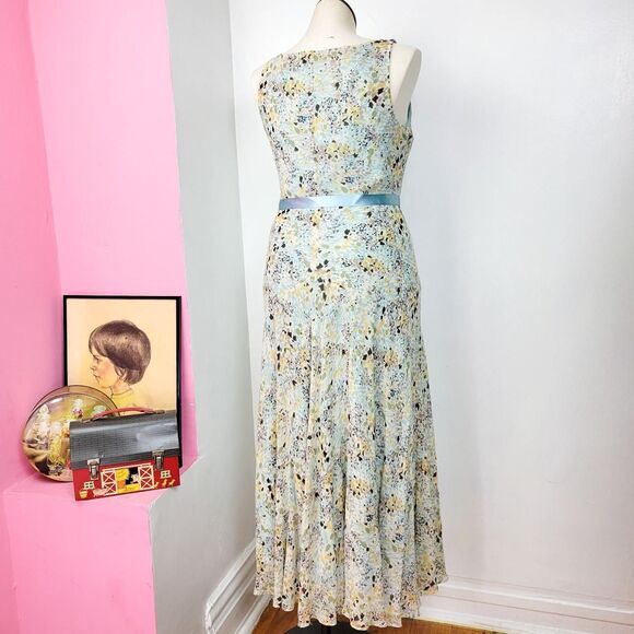 Vintage Y2K Jones New York Blue Printed Bias Cut Maxi Dress - Picture 3 of 5